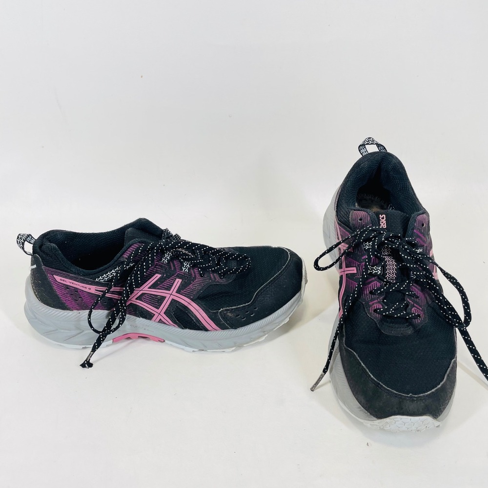 Asics Gel-Venture 9 Womens 8 Wide Trail Running Shoes Black Pink 1012B314